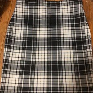 Plaid Mid Length Pencil Skirt